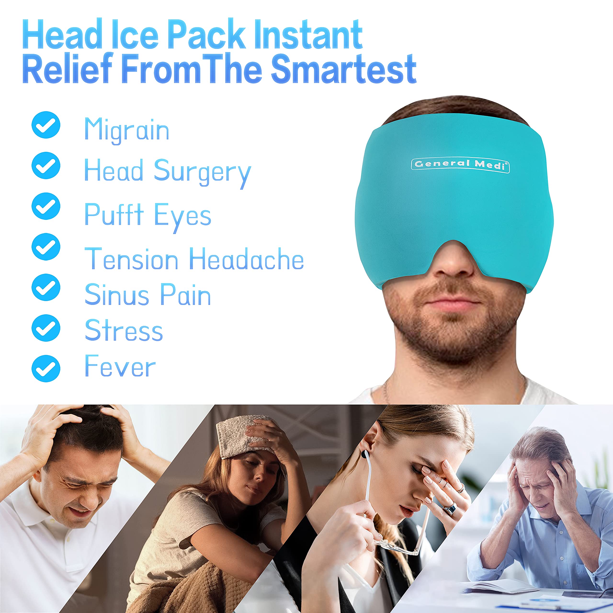 Bandeau Cap General Medi, relief de la tension sans tirer sur les cheveux.