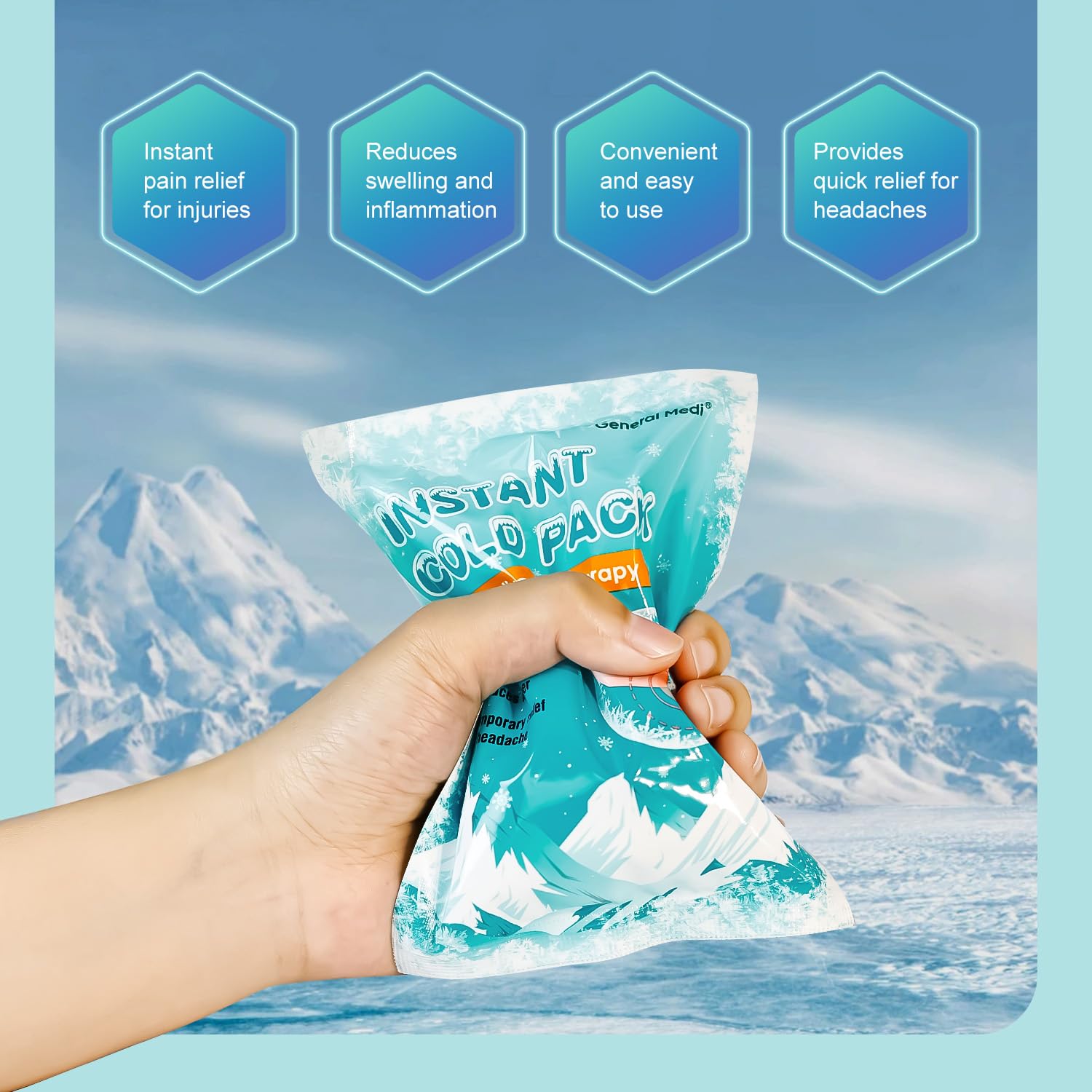 General Medi lot de 50 packs glace jetables, pratique en déplacement.
