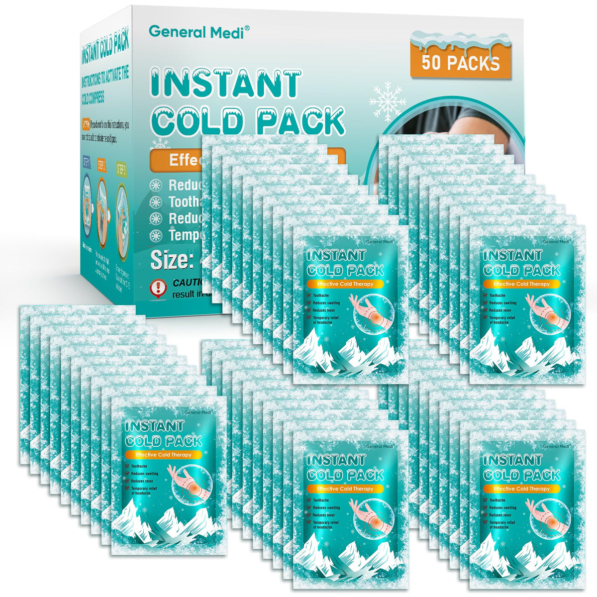 General Medi pack glace jetable 4x5 prêt à l'emploi pour douleur et gonflement.