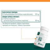 Genestra 5-HTP 100 mg – Capsules posées, usage quotidien potentiel.