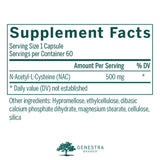 Genestra Amino NAC - bouteille 60 capsules, facile à transporter.