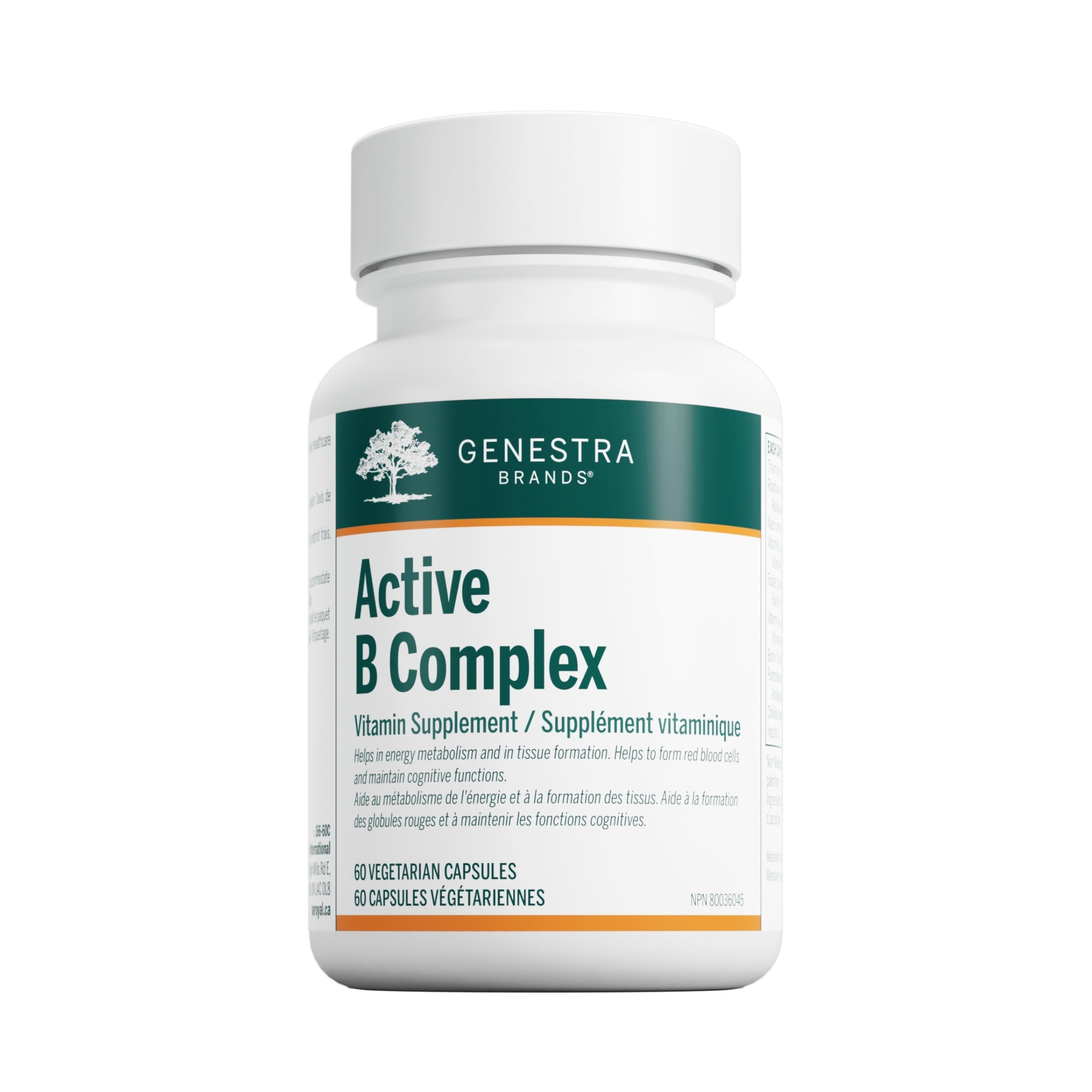Genestra Brands Active B Complex bouteille: soutien potentiel à l'énergie quotidienne grâce aux vitamines B.