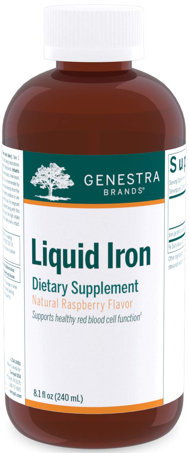 Genestra Brands Liquid Iron, versement de la bouteille, soutien potentiel à l'hémoglobine.