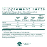 Genestra Brands Magnésium Complex Liquide, bouteille arrière, informations claires pour le dosage.