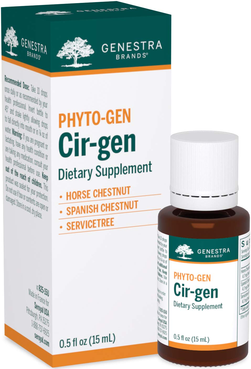 Cir-gen Genestra: bouteille-pompe pour un usage quotidien et potentiel soutien veineux.