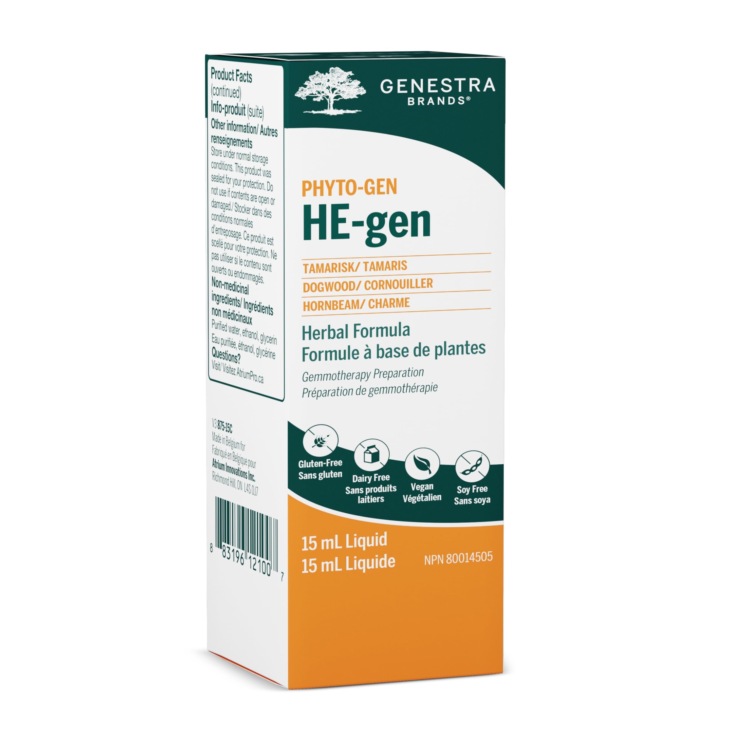 Genestra Hemogen, bouteille Tamaris, soutien potentiel à la circulation sanguine.