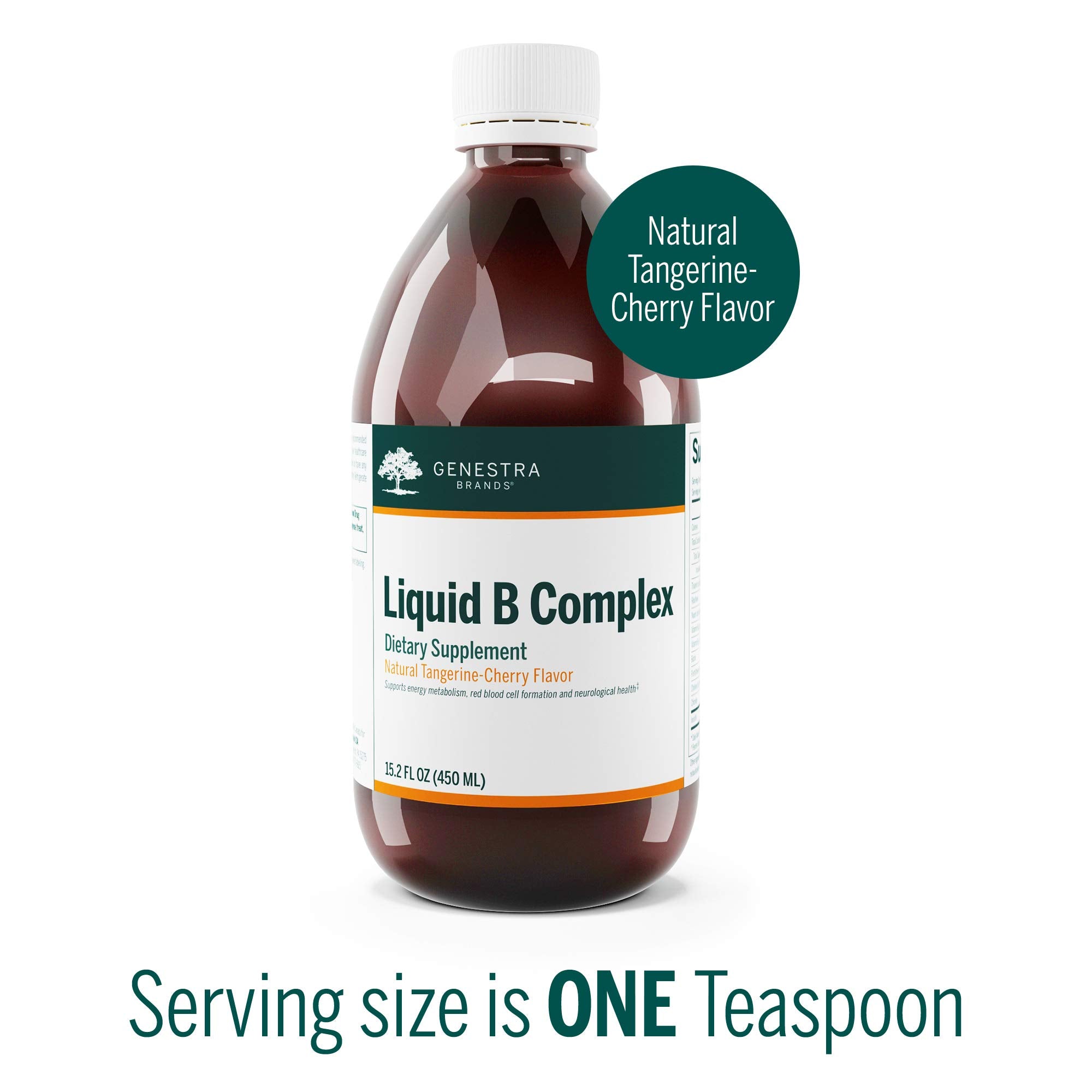 Genestra Brands Liquid B Complex, doseur, facilité de prise quotidienne et apport en vitamines B.