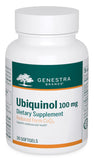 Genestra Ubiquinol 100 mg dans sa bouteille, capsule facile à avaler pour soutien antioxydant.