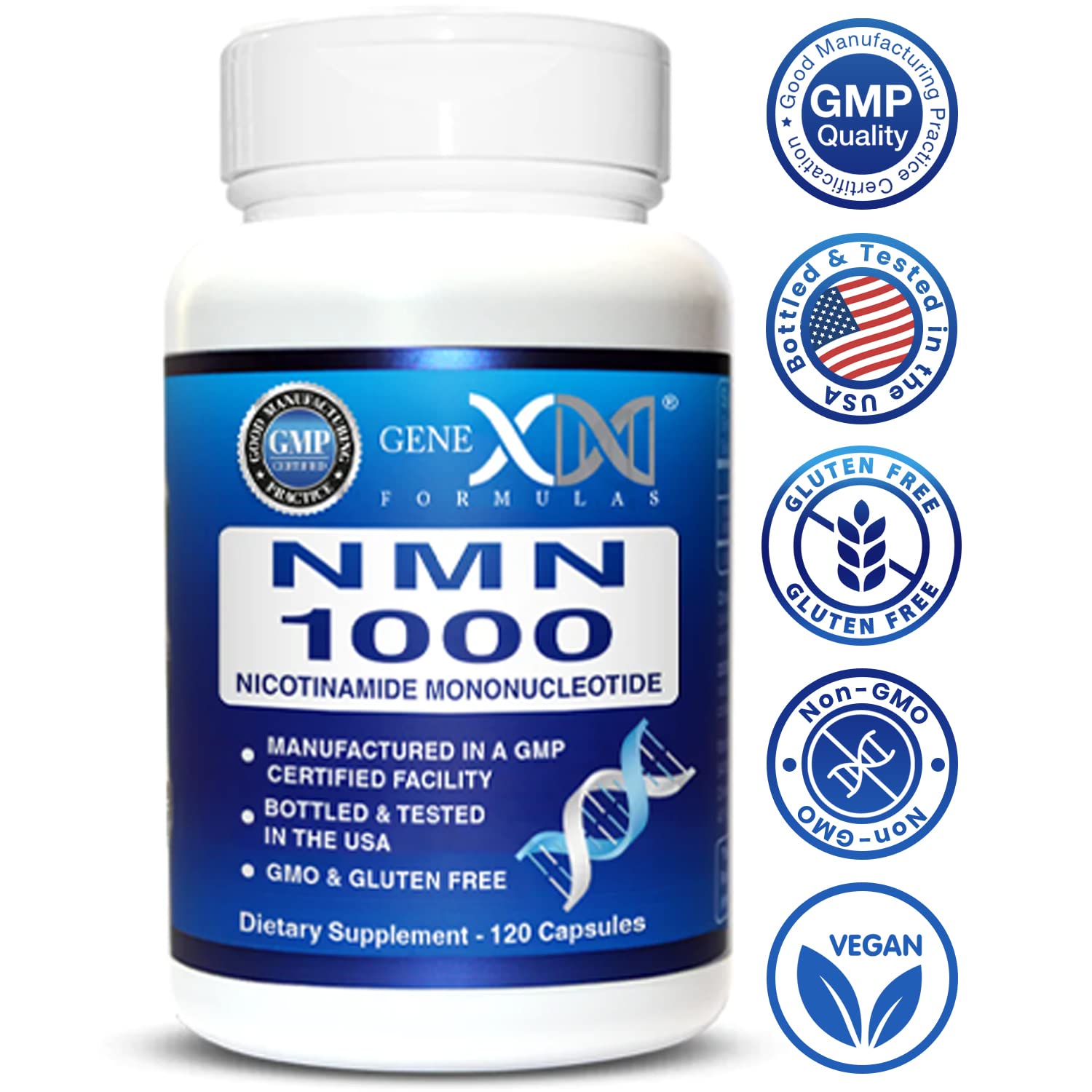 Genex Formulas NMN 1000 mg, emballage robuste: transport fiable et stockage sûr.