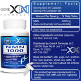 Genex Formulas NMN 1000 mg, étiquette: identité produit et dosage clairement affichés.