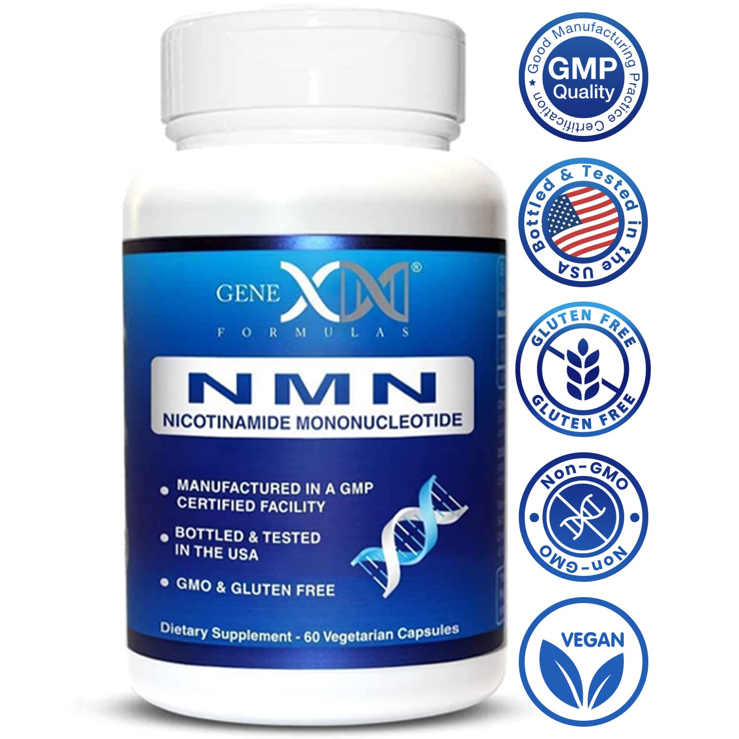 Genex Formulas NMN 250 mg – coffret réunissant les 3 bouteilles pour un usage prolongé.