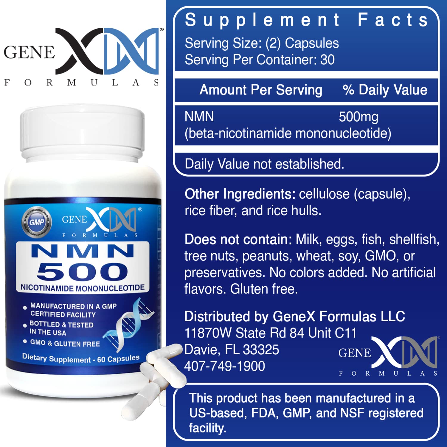 Genex Formulas NMN – Emballage opaque protège stabilité et fraîcheur