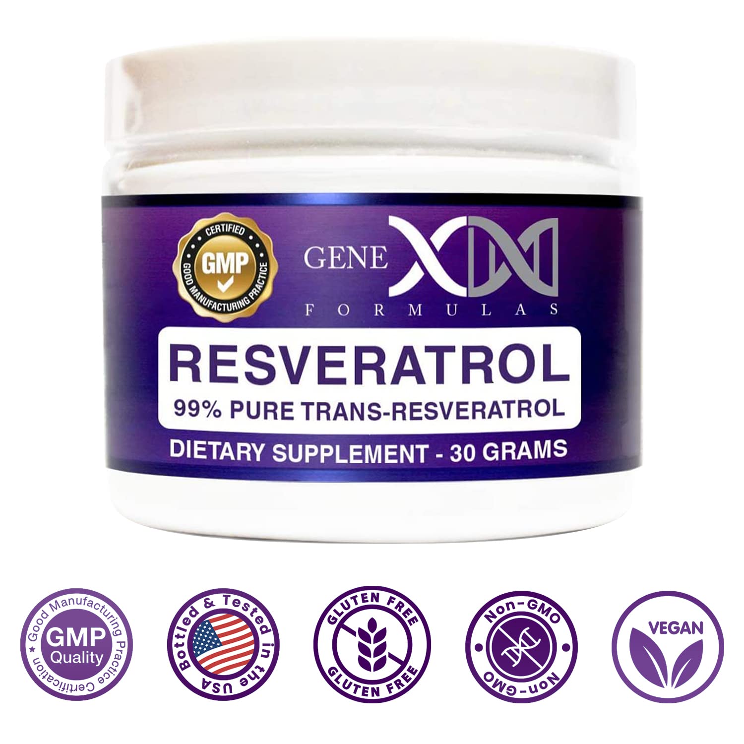 Genex Trans-Resveratrol poudre d'origine naturelle et sans OGM.