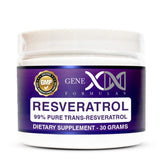 Genex Trans-Resveratrol poudre emballage hermetique facilitant le stockage.