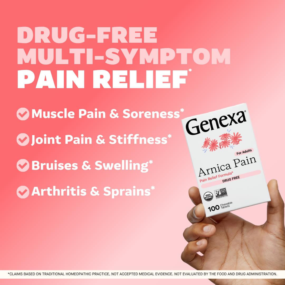 Genexa Arnica – tablettes goût raisin, faciles à mâcher.
