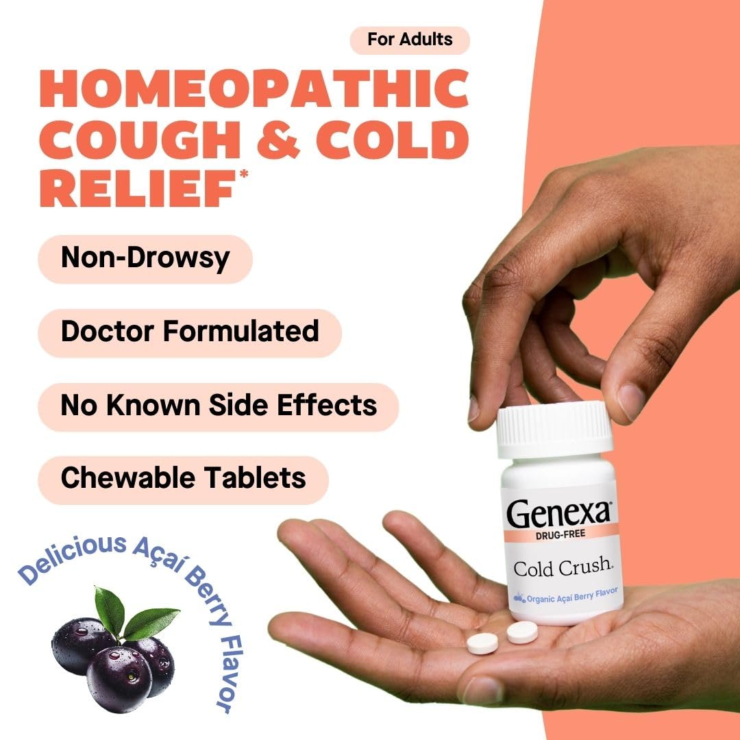 Genexa Cold Crush goût açai, comprimés faciles à mâcher, sans somnolence