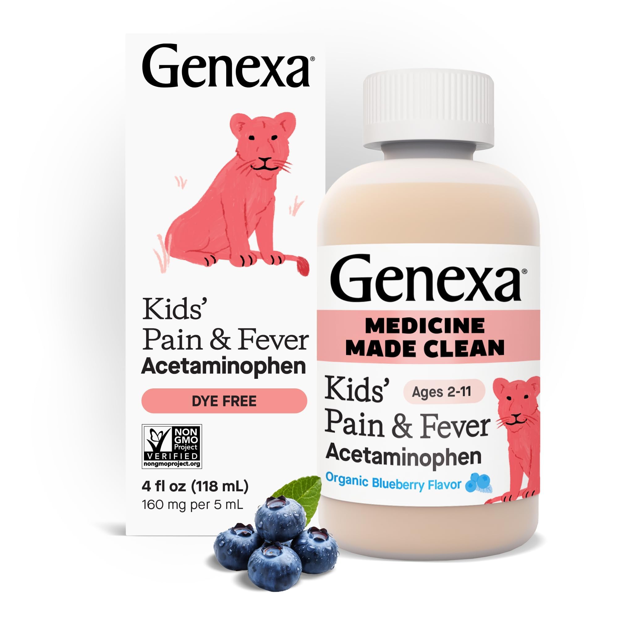 Genexa Enfants suspension acetaminophène, flacon bleu bio, réduction potentielle de fièvre