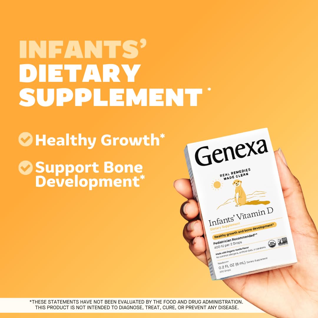 Genexa gouttes vitamine D soutiennent le squelette bébé.