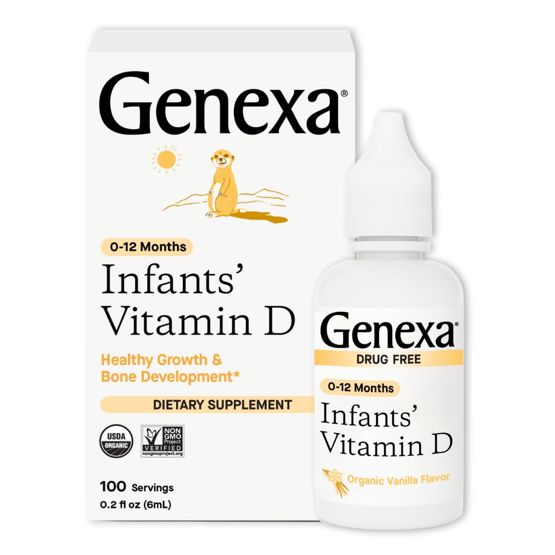 Genexa gouttes vitamine D pour nourrisson, flacon pratique, saveur vanille.
