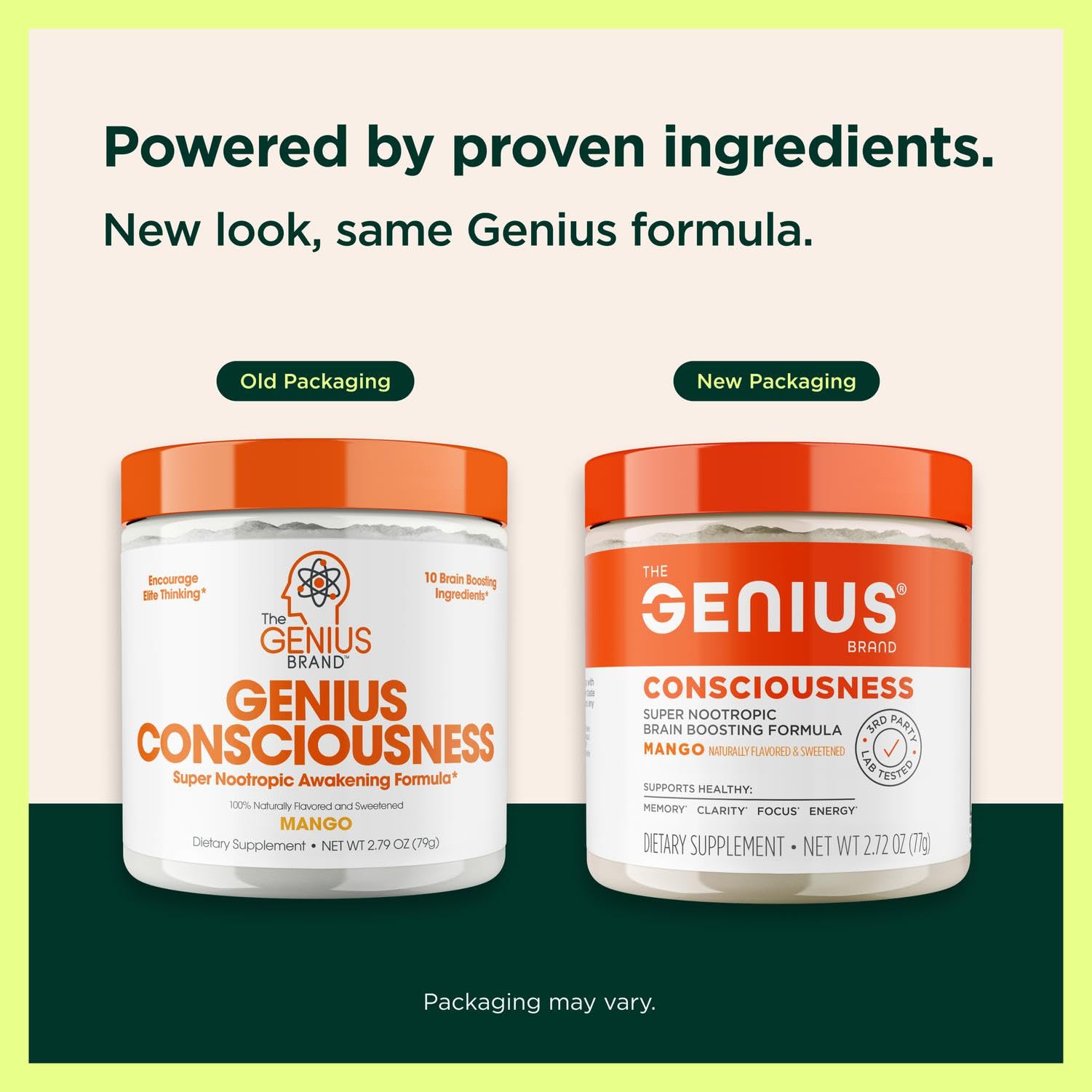 Genius Consciousness-dosette indique la dose, pratique pour démarrer une séance concentrée.