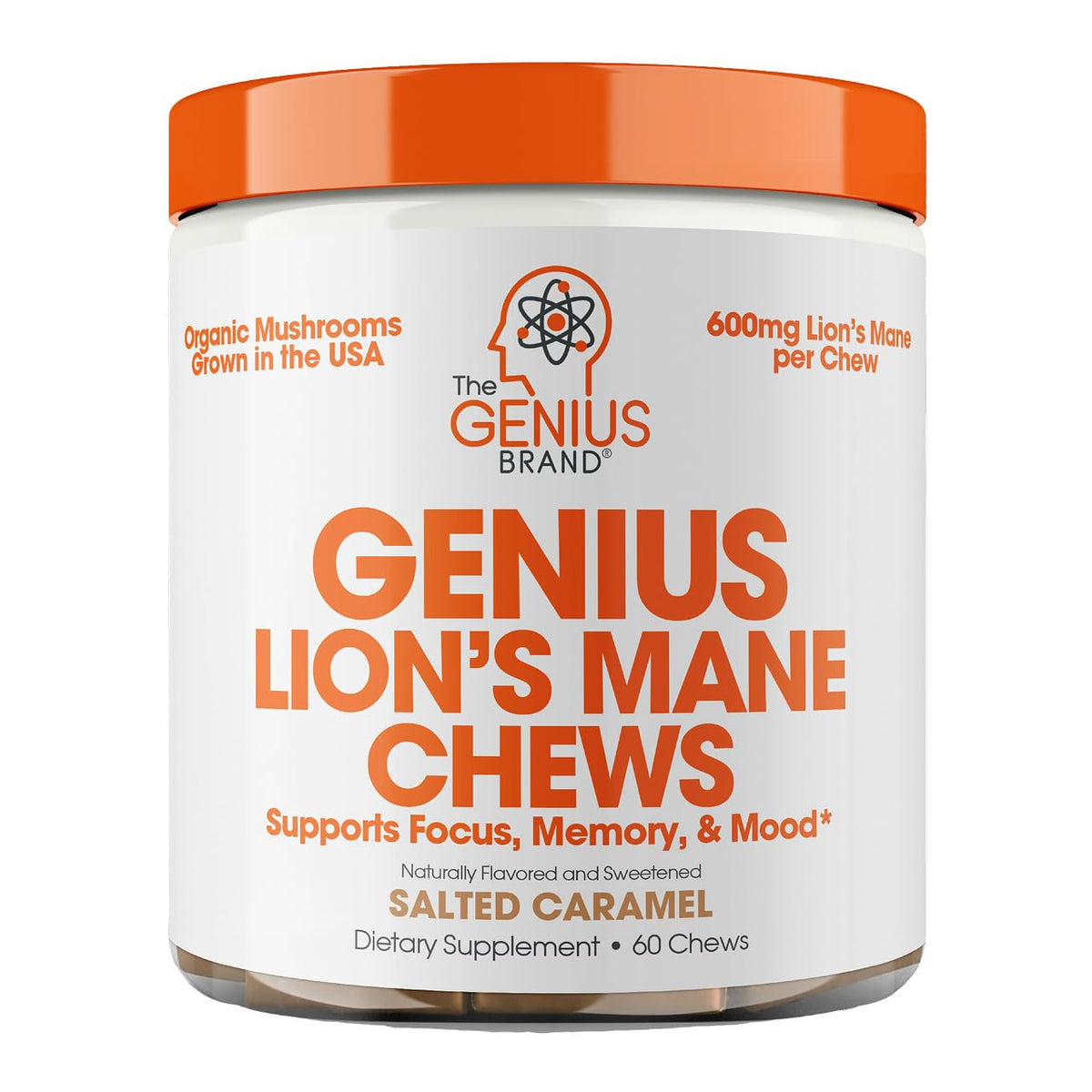 Genius crinière de lion, bouteille visible, soutien potentiel à la concentration au quotidien