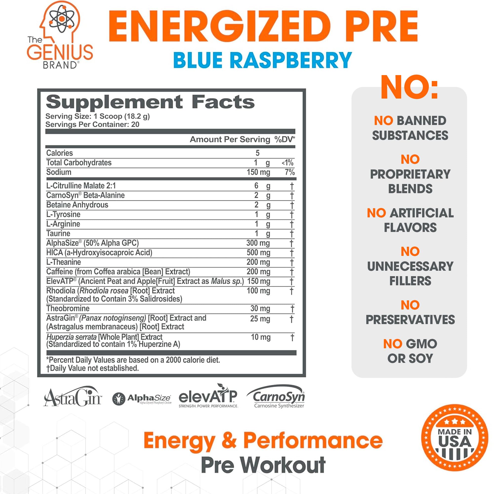 Genius Energized mélange eau, préparation fluide et énergie durable.