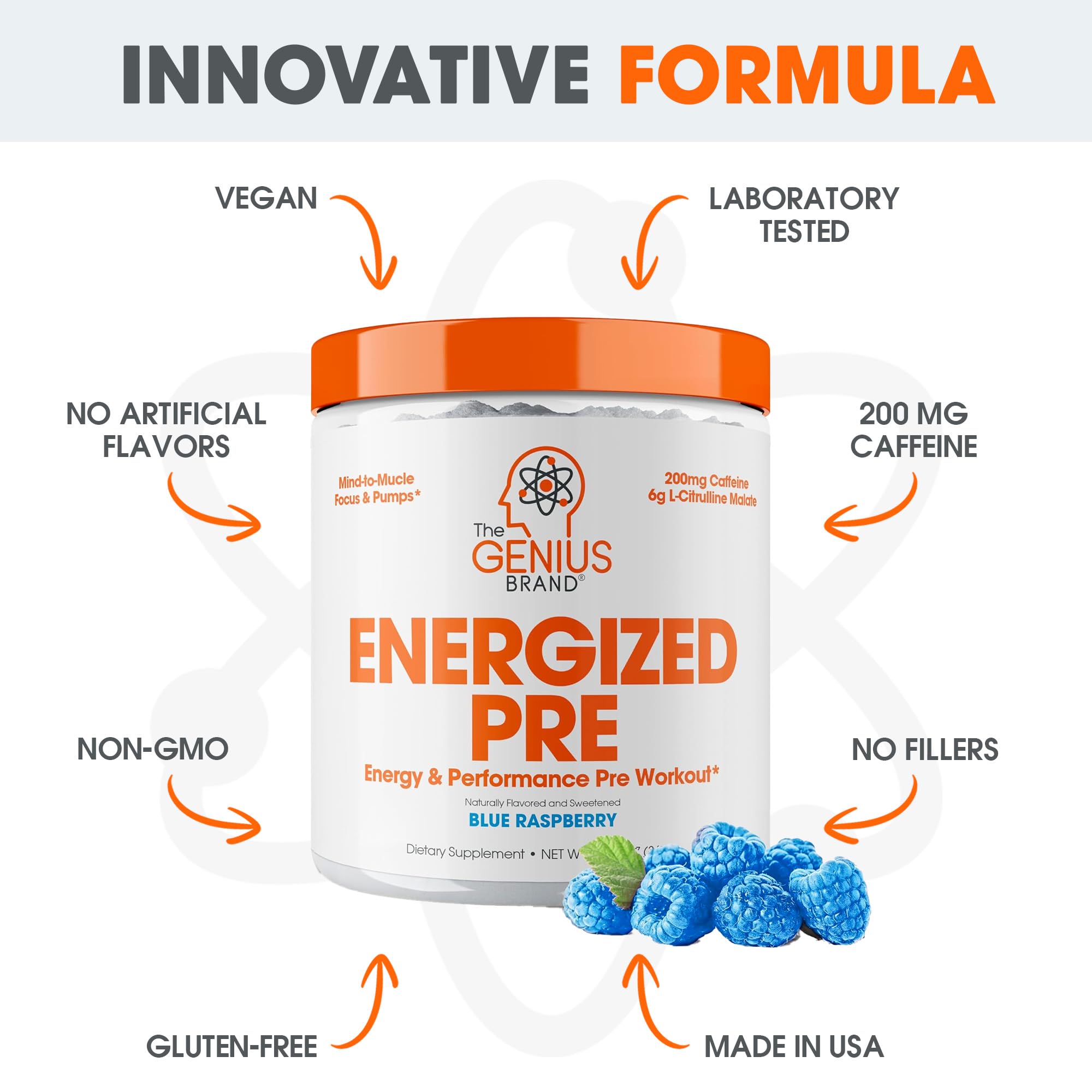 Genius Energized arôme naturel, sans édulcorants artificiels.