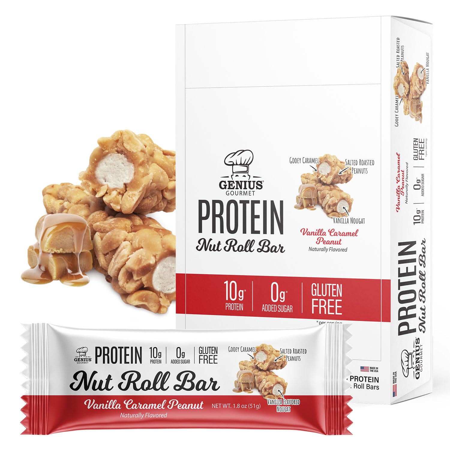 Barre Genius Gourmet emballage 10 barres, collation pratique et gourmande.