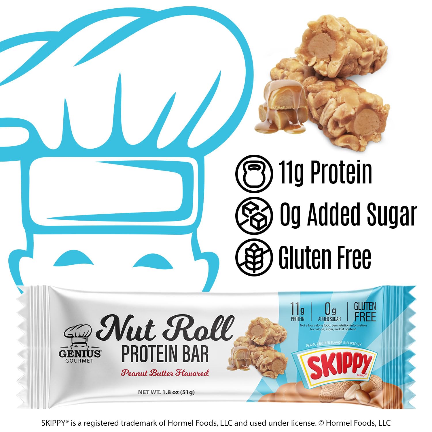 Genius Gourmet barre protéinée, sans sucre ajouté pour savourer sans compromis.
