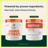 Genius Hydrate — poudre dans verre pour hydratation rapide et naturelle.