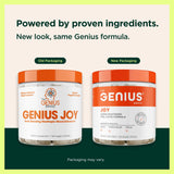 Étiquette bio de Genius Joy reflète des ingrédients naturels et non-OGM.