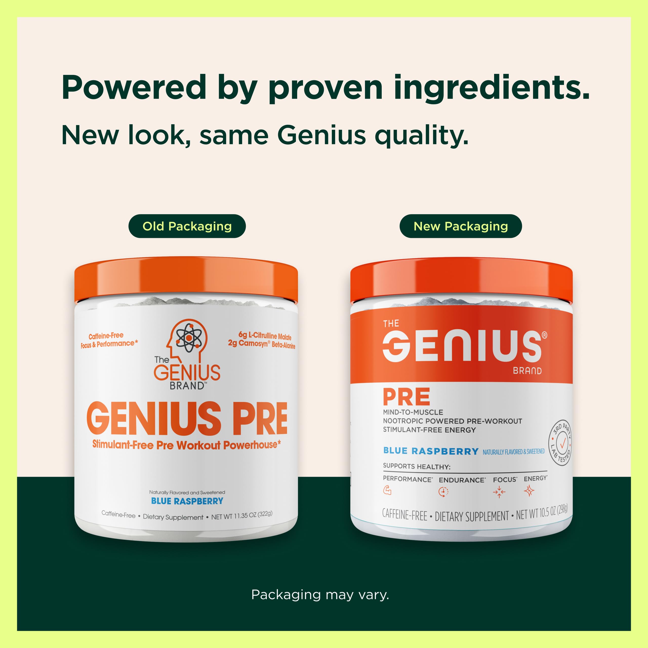 Genius Pre-dose: portion prête à mesurer, pratique avant l'entraînement.