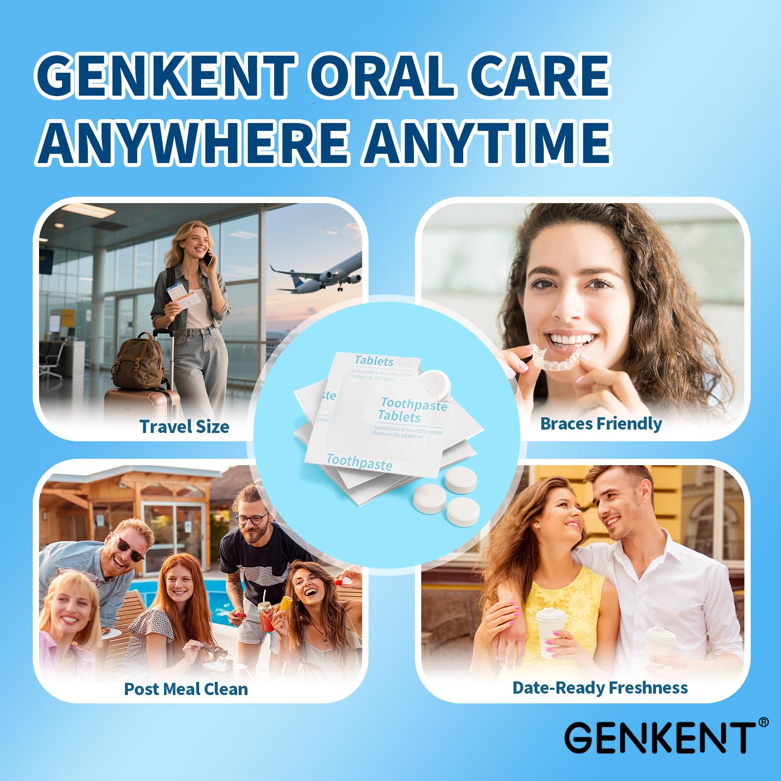 GENKENT tablettes dentifrage, sans fluor, option naturelle.