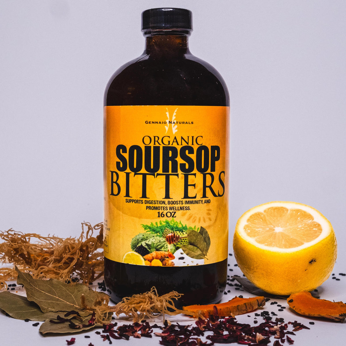 Gennaio Naturals Bitters de corossol – bouteille prête à l’emploi et bien-être potentiel.