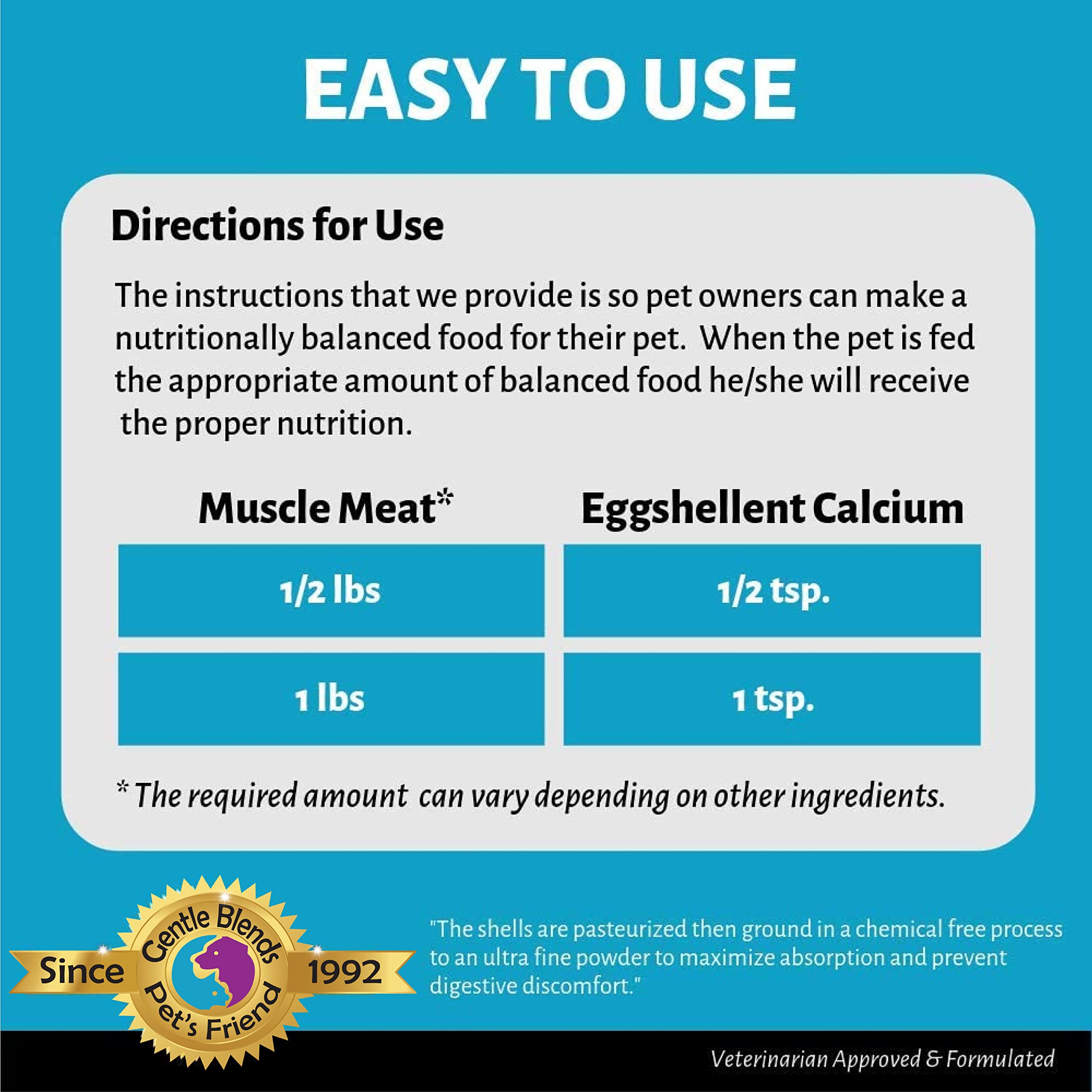 GENTLE BLENDS Calcium coquilles Œuf — dosage quotidien simple à suivre