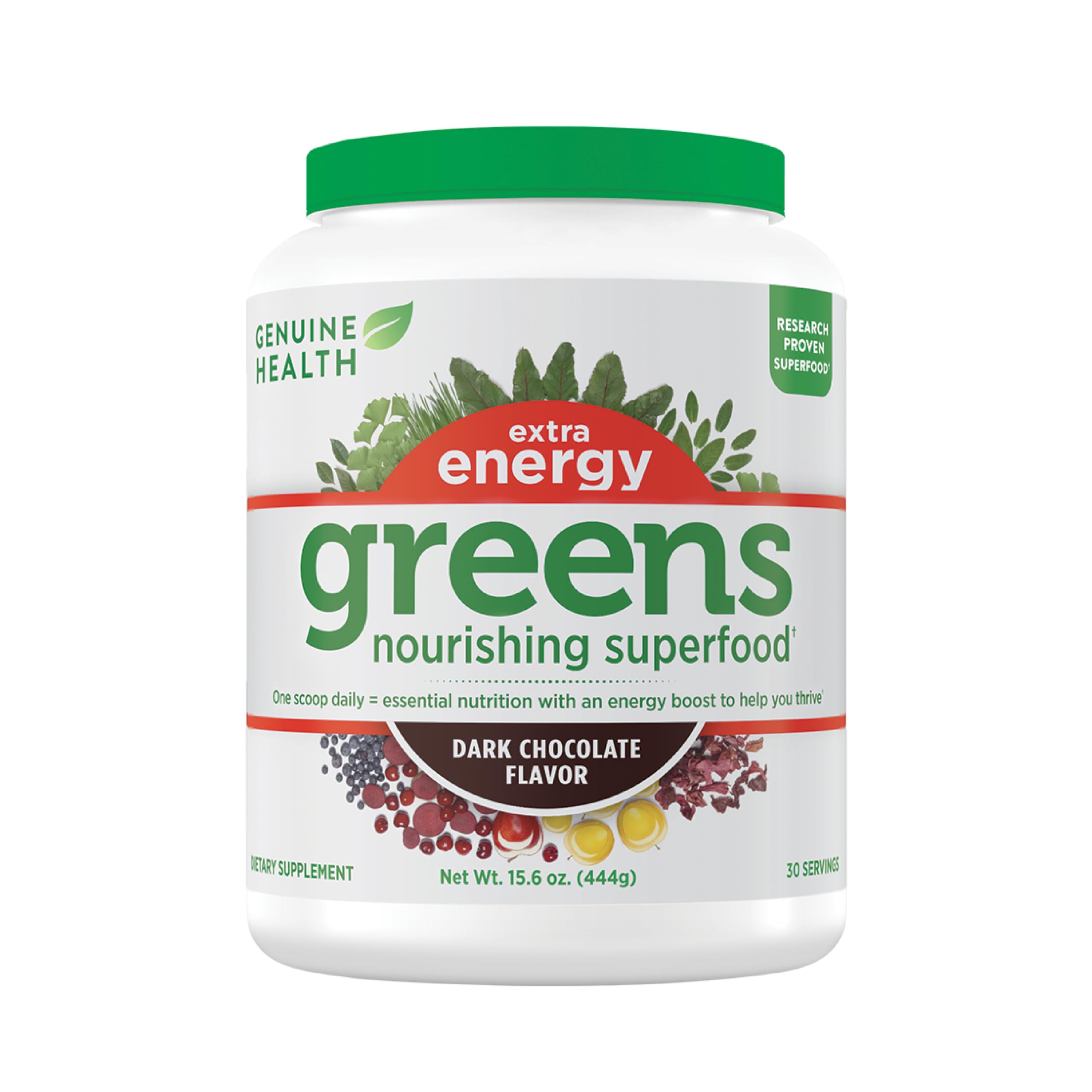 Genuine Health Greens Extra Energy en poudre, énergie naturelle sans crash