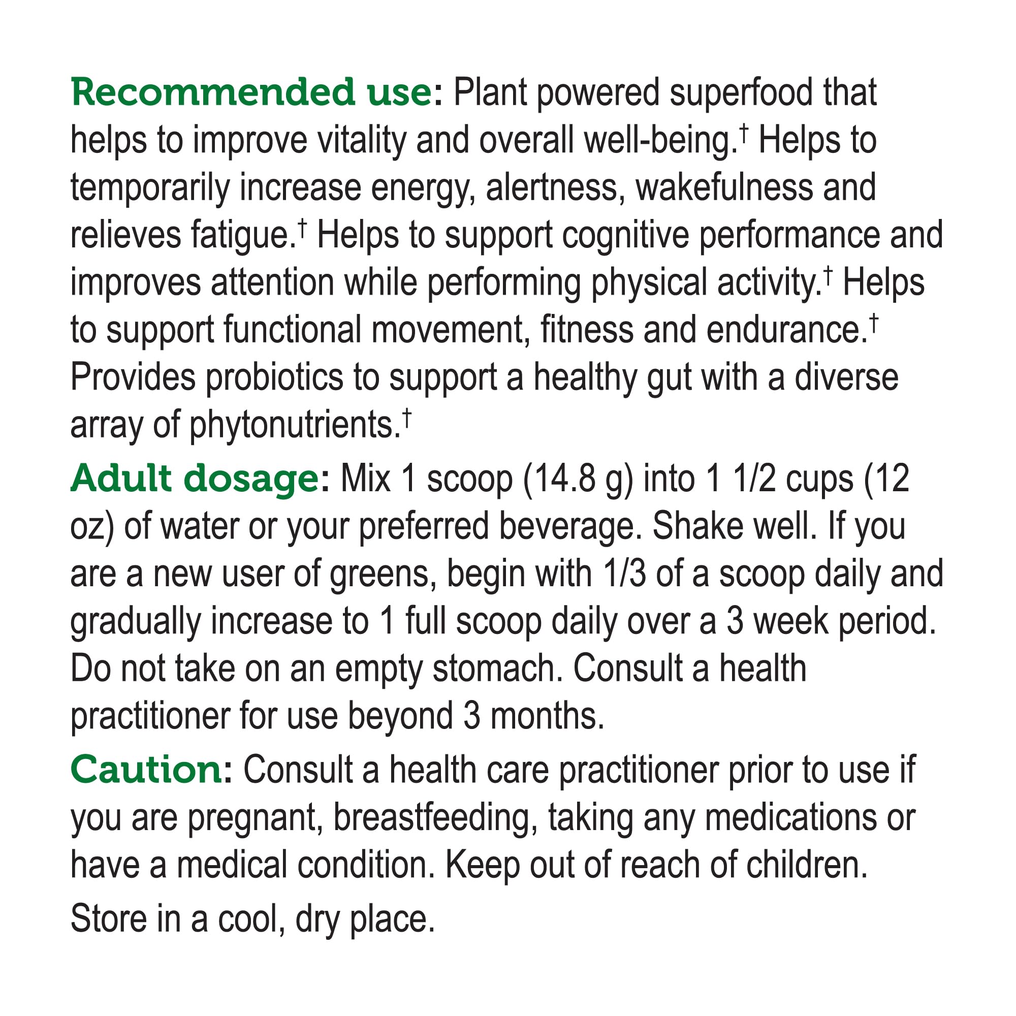 Genuine Health Greens Poudre naturelle sans additifs, nutrition complète