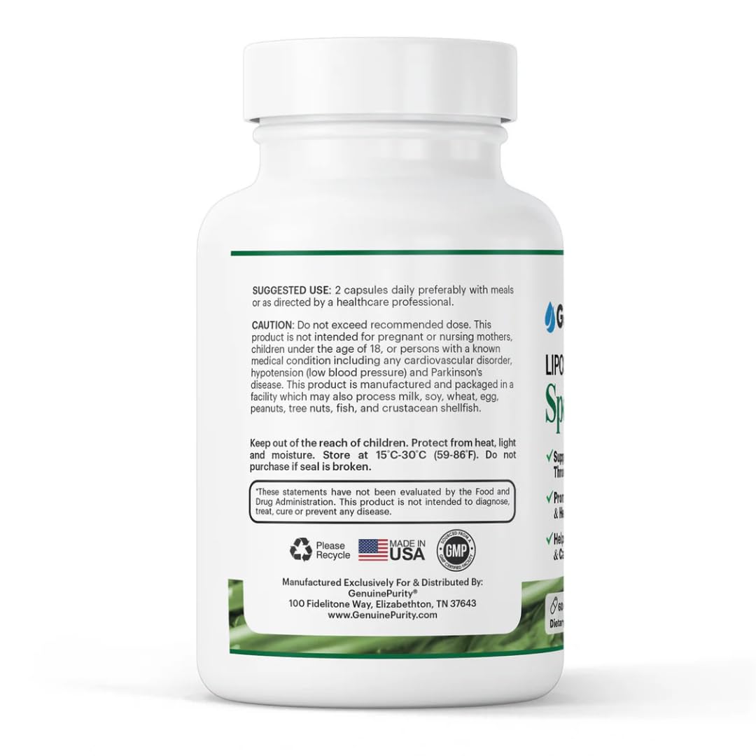 GenuinePurity liposomale Spermidine: germe de blé extrait, aide potentielle au renouvellement cellulaire.
