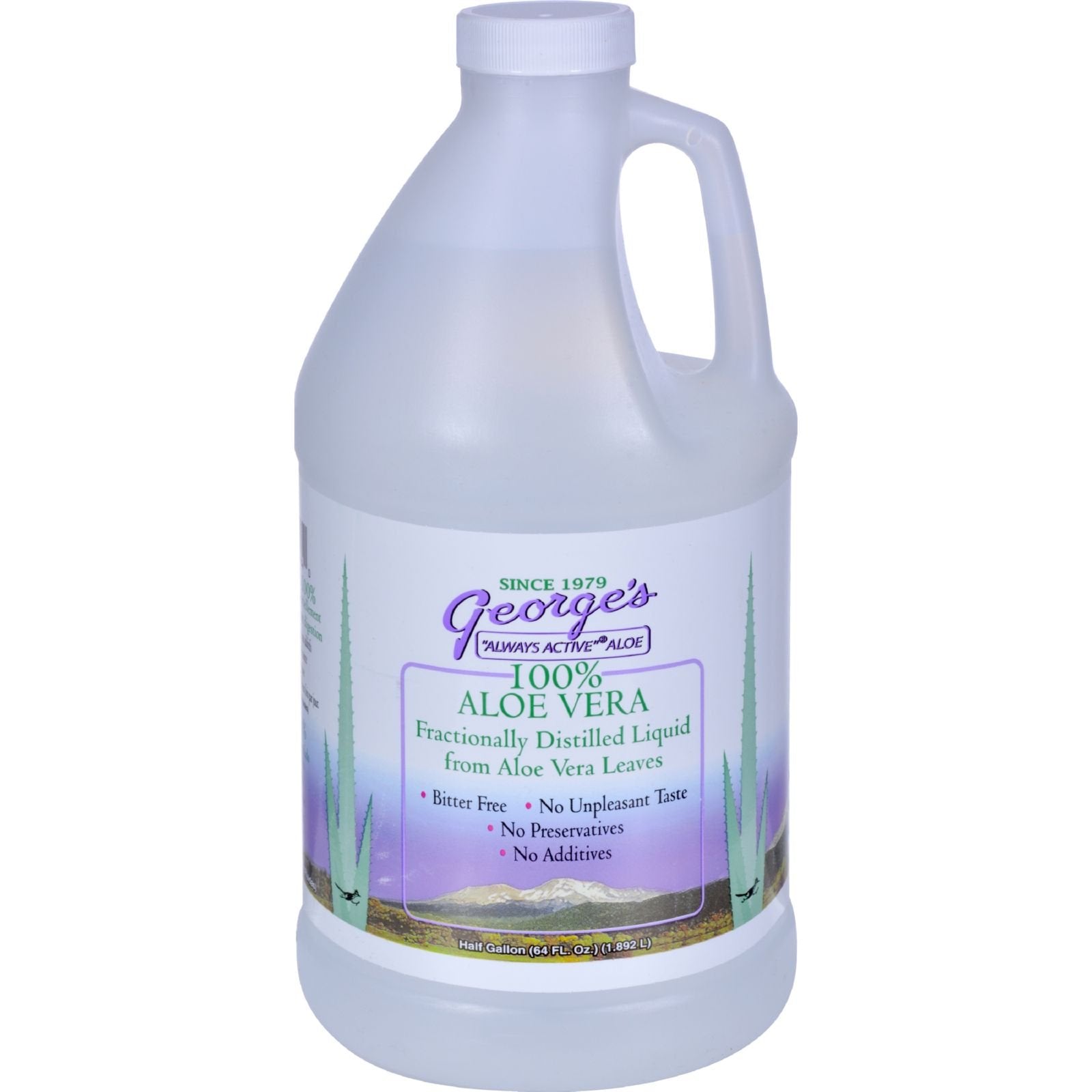 Georges Aloe Vera Drink : bouteille versée, hydratation naturelle.