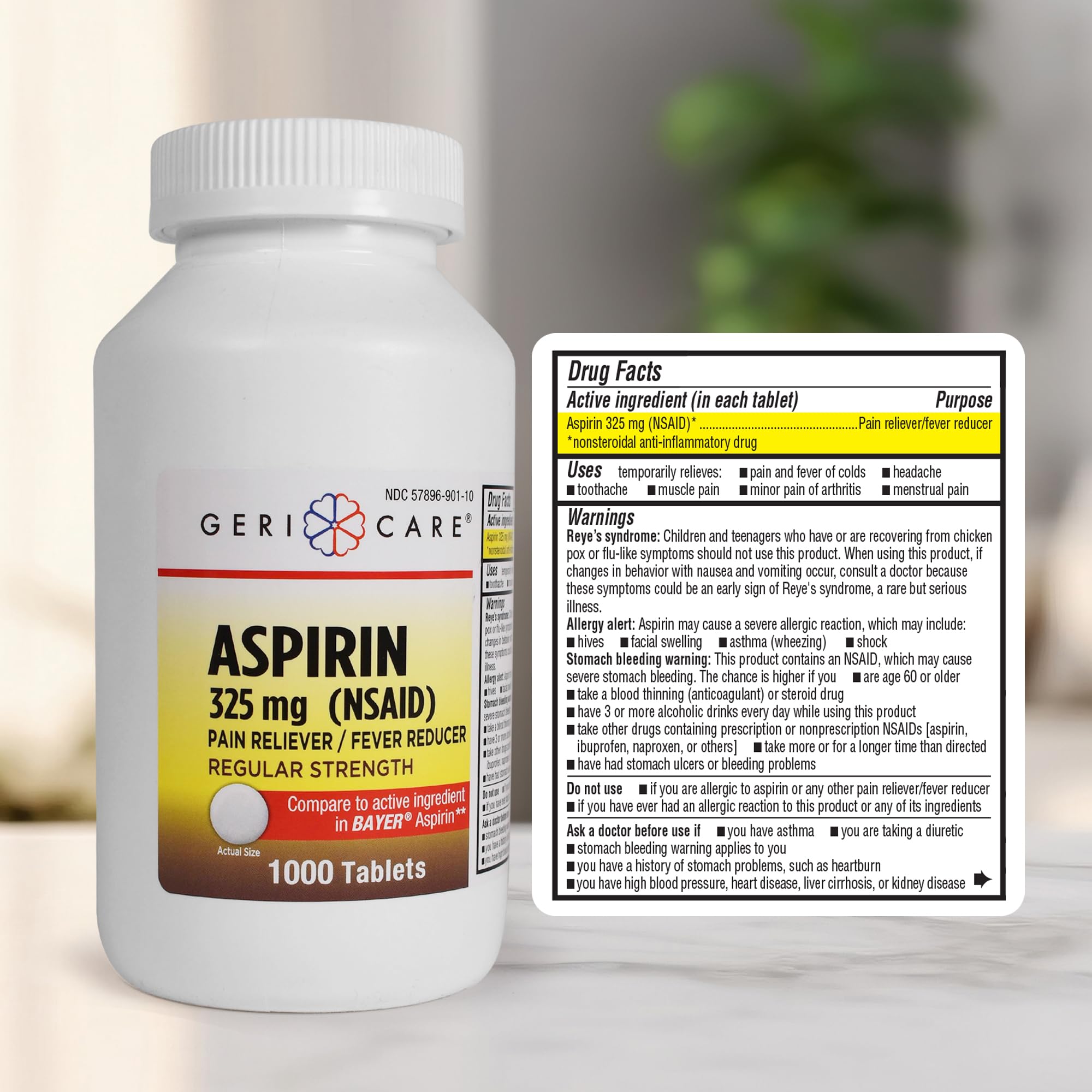 GeriCare aspirine 325 mg: utilisation adaptée à la famille et aux besoins quotidiens.
