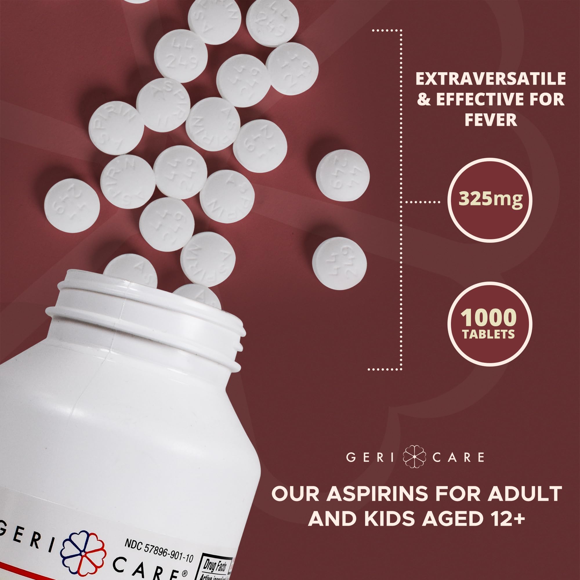 GeriCare aspirine 325 mg: posologie conseillée pour une gestion possible des symptômes.