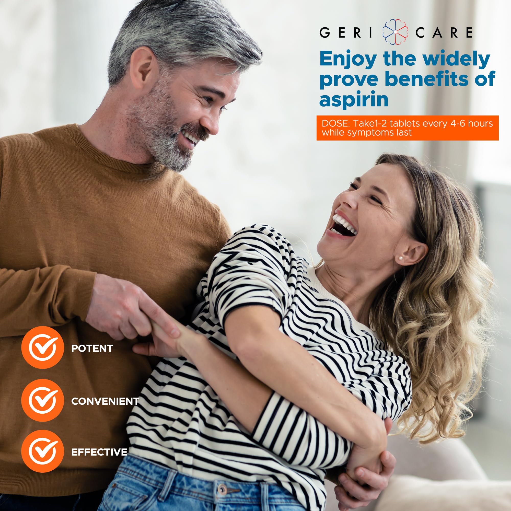 Aspirine entérique GeriCare 325 mg — convient lors de fièvre légère et rhume.