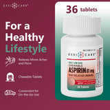 GeriCare Aspirine masticable 81 mg, comprimés à mâcher, faciles à prendre sans eau.