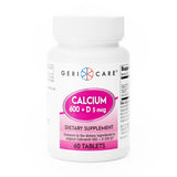 GeriCare Calcium 600 mg en bouteille, soutien potentiel de la santé osseuse et des dents.