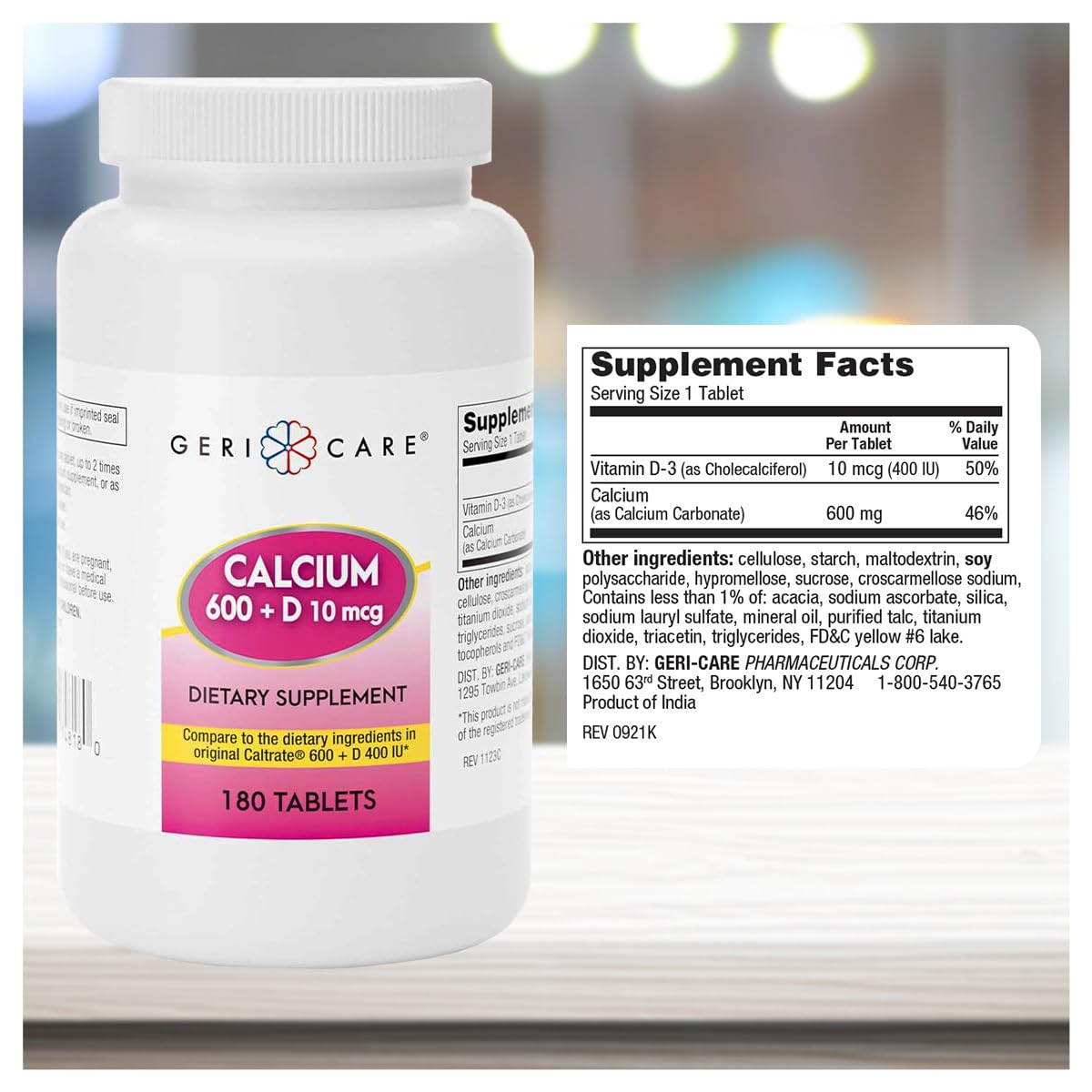 GeriCare Calcium 600mg, tablettes quotidiennes, soutiennent la santé osseuse au quotidien.