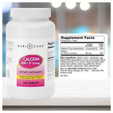 GeriCare Calcium 600mg, tablettes quotidiennes, soutiennent la santé osseuse au quotidien.