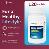 Caplets lactase GeriCare en gros plan montrant texture lisse et qualité