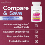 GeriCare comprimés calcium 600mg – gros plan sur les comprimés, prise quotidienne.