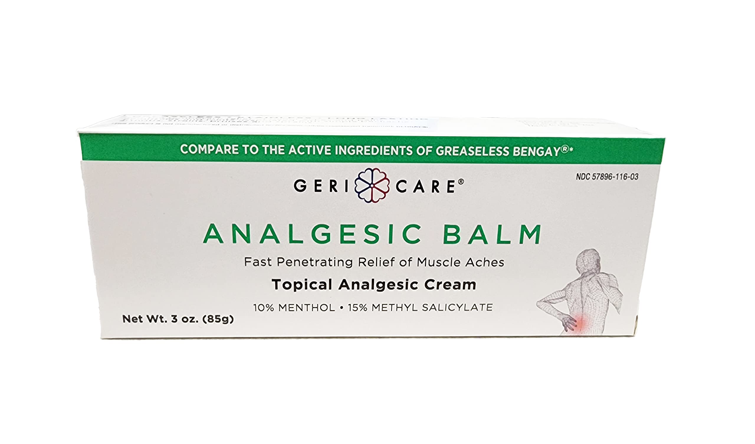 GeriCare Crème Analgésique Topique menthol 10% pour soulagement rapide
