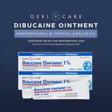 Crème GeriCare Dibucaine 1% – tube 28 g, soulagement rapide des hémorroïdes.